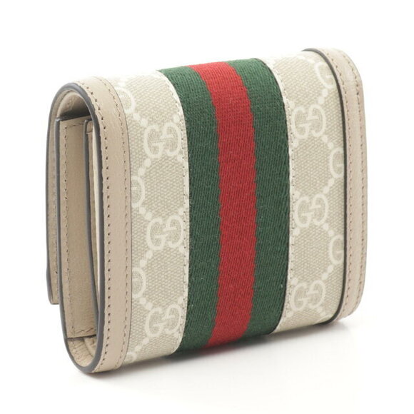 Gucci Ophidia GG Wallet Sherry Bifold Canvas Leather Beige Multicolor - Picture 2 of 5
